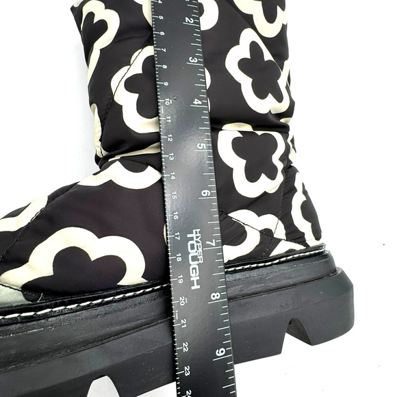 TORY BURCH Women's 9.5 Black White Floral Sleeping Bag Pull On Boots Limited - Picture 9 of 9